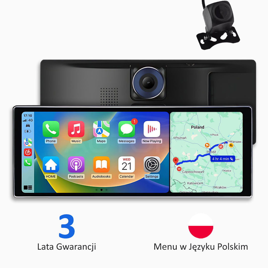 Uniwersalne Urządzenie Multimedialne do Samochodu z Apple CarPlay, Android Auto i Rejestratorem Wideo (Model 2025)